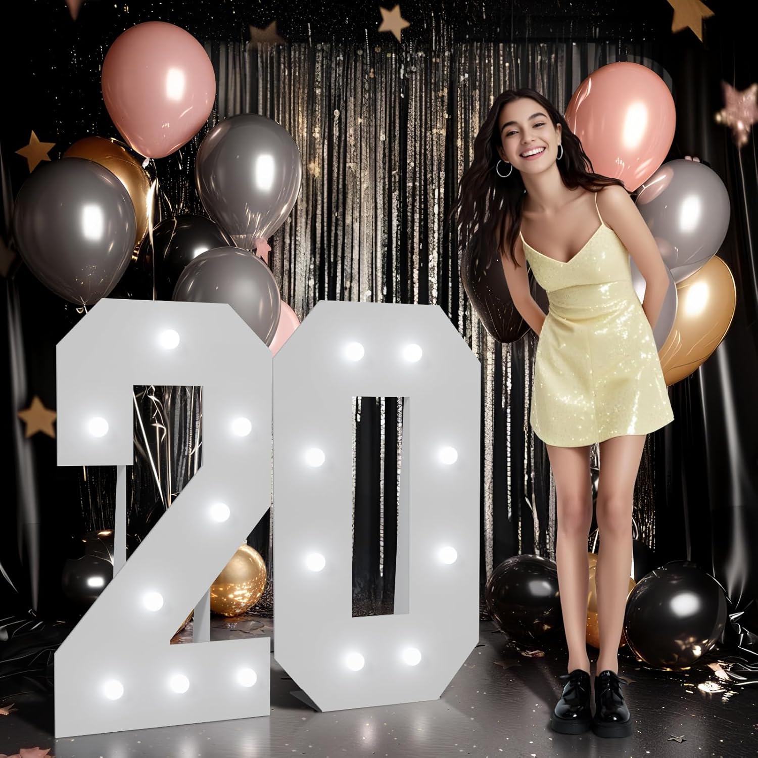 Large 3ft Light Up Number 20 Birthday Decorations for Parties