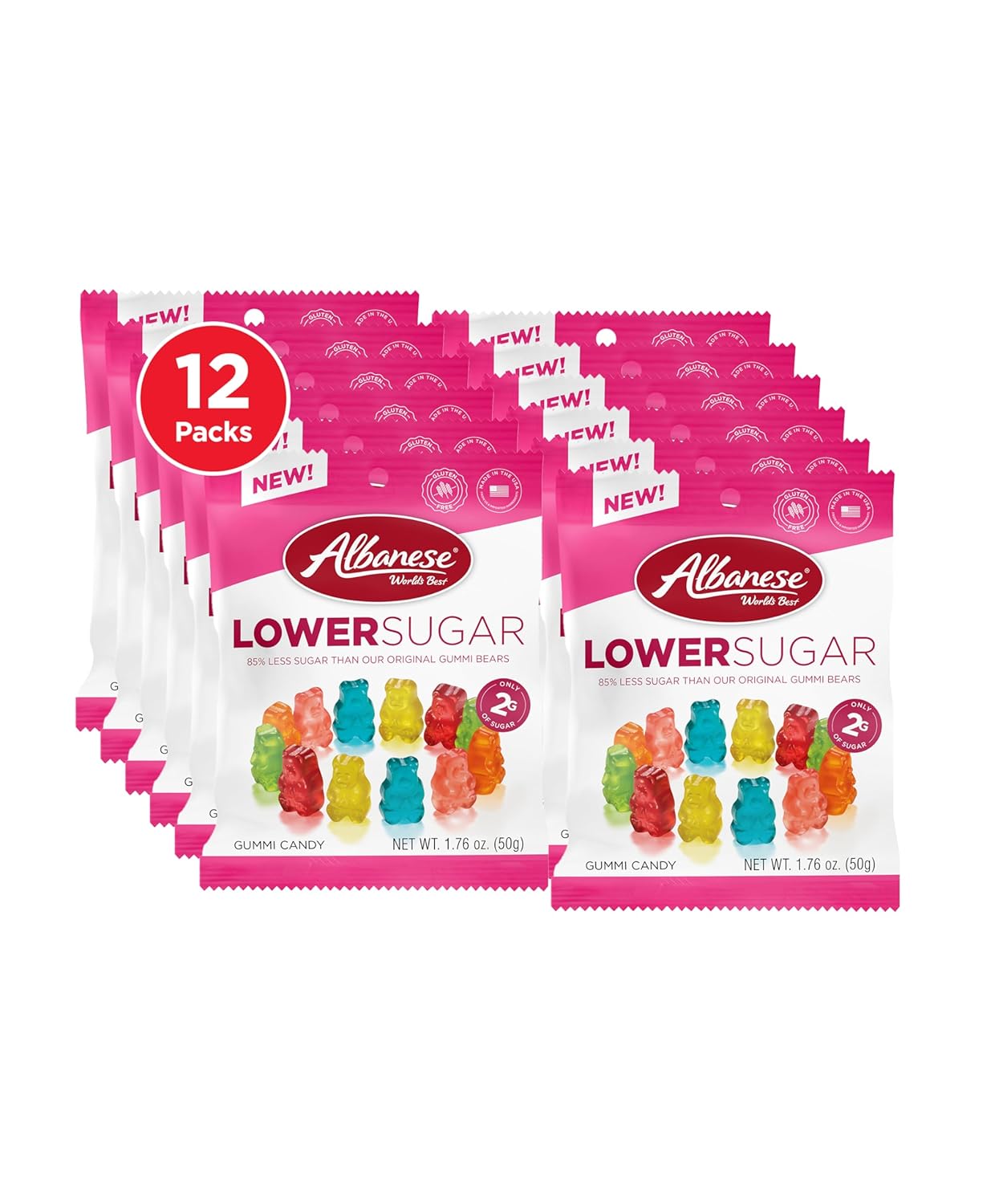 Lower Sugar Gluten Free Gummi Bears - Soft Chewy Candy Snacks