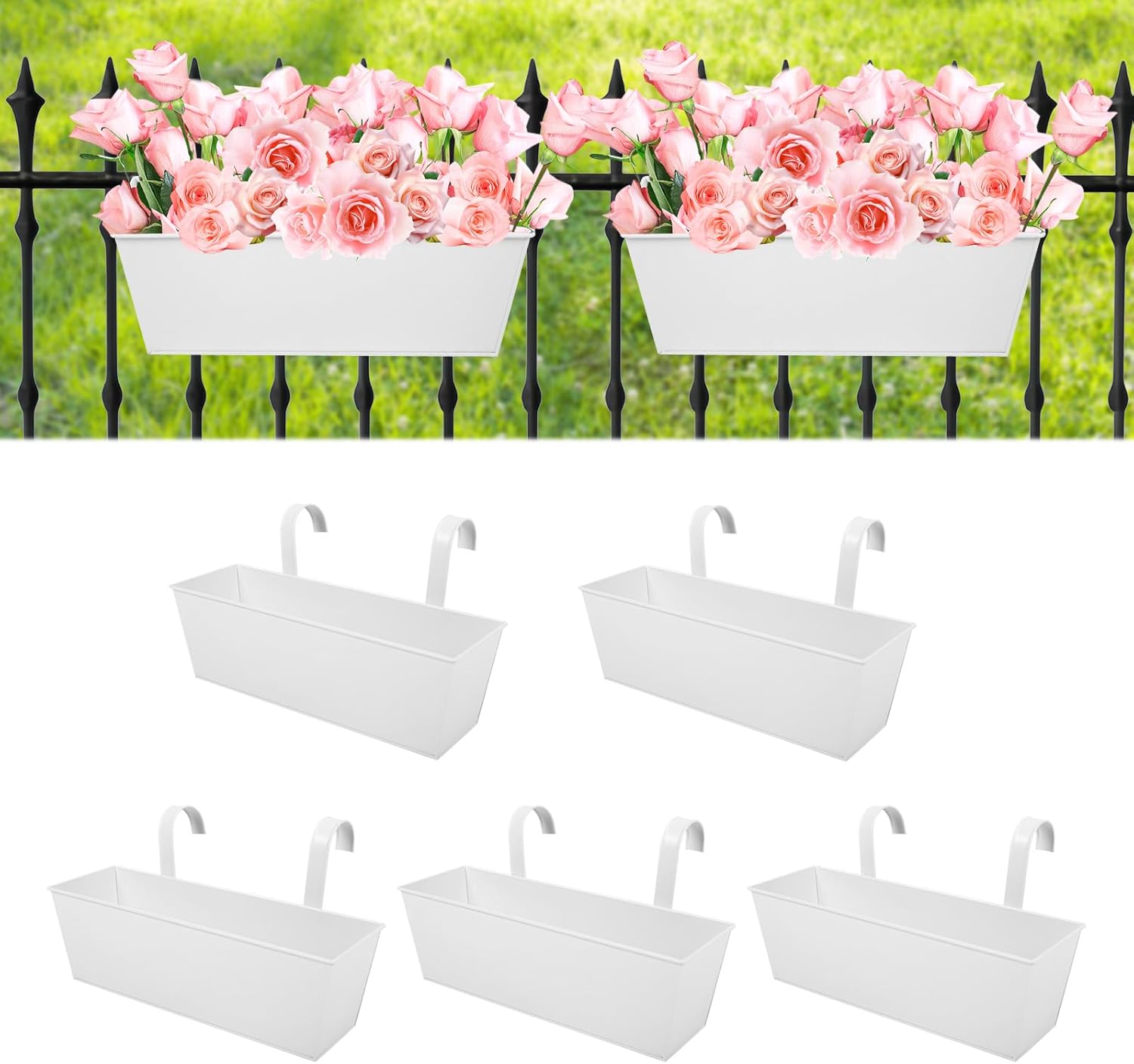 Railing Planters Outdoor Balcony 16 Inch Deck Planter Boxes