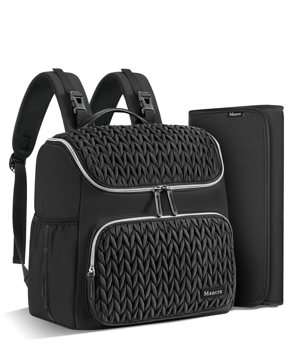 Mancro Small Quilted Diaper Bag Backpack for On-the-Go Parents
