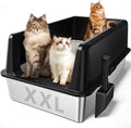 XXL Stainless Steel Litter Box for Cats - Extra Large Design