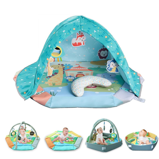 8-in-1 Tummy Time Mat for Baby Girls with Tent & Toys