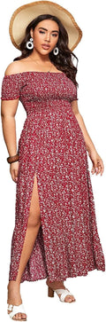 Floerns Boho Floral Off Shoulder Split A Line Dress - Flattering Fit