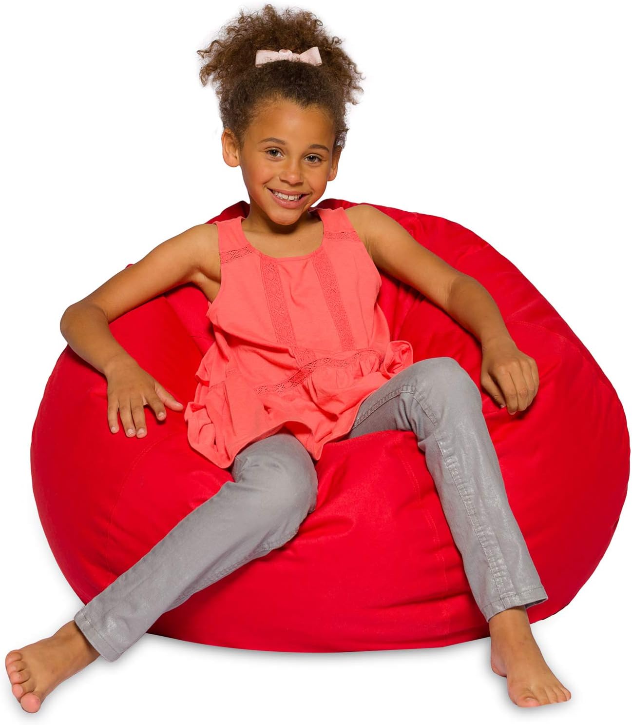 Posh Creations Bean Bag Chair for Kids and Adults, Solid Red