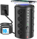 Surge Protector Power Strip Tower with 15W Wireless Charger - Space