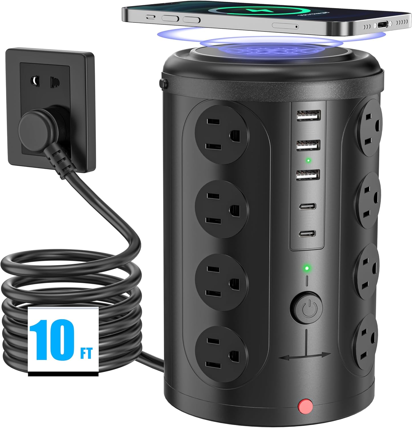 Surge Protector Power Strip with 16 AC Outlets and USB Ports