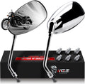 MZS Motorcycle Mirrors Chrome for Universal 10MM 8MM Fitment