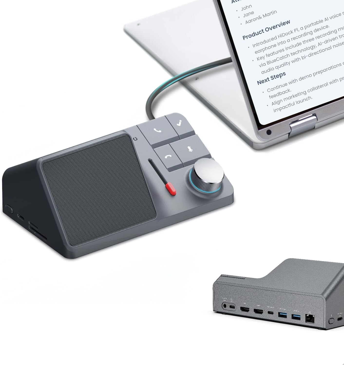 H1 11-in-1 USB C Docking Station with AI Voice Recorder Features