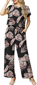 Lepunuo 2 Piece Summer Crop Top Wide Leg Pants Set - Lightweight