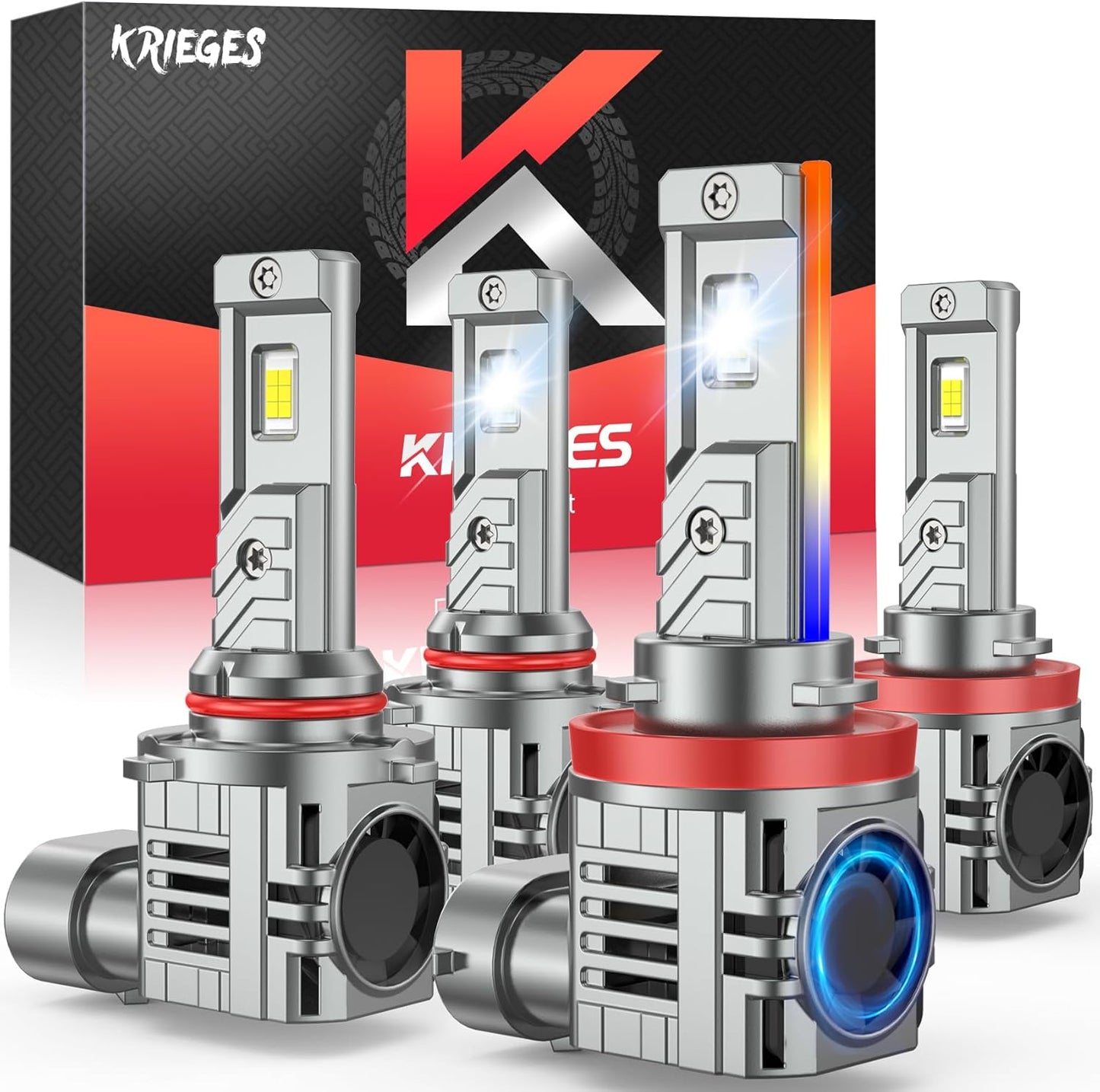 Krieges H11 H9 H8 9005 HB3 Bulb Combo for Superior Visibility
