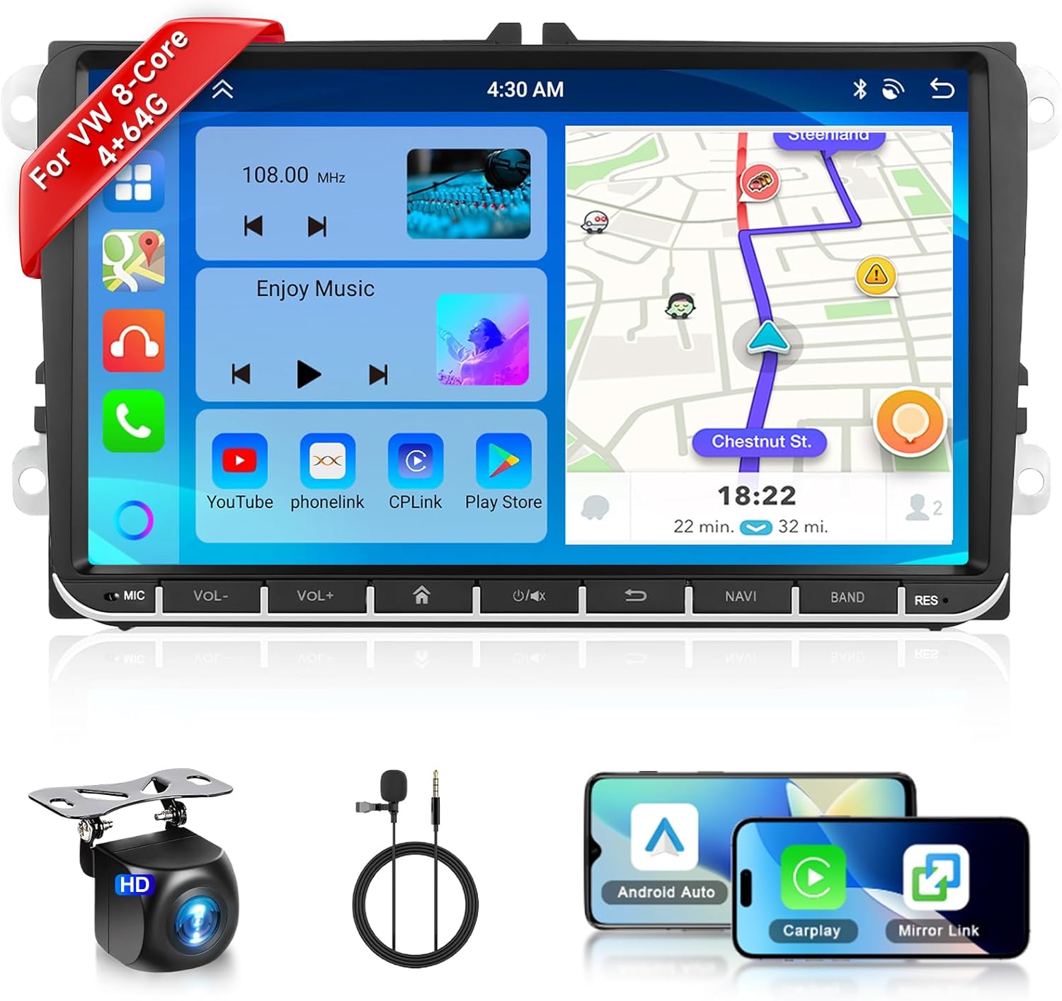 8 CORE 4G+64G Car Radio for VW Passat Jetta Tiguan Golf MK5