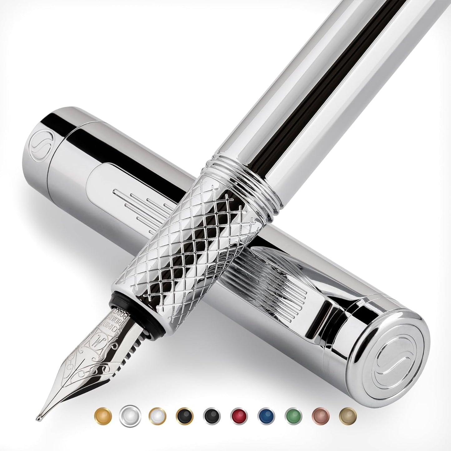 Scriveiner Silver Chrome Fountain Pen - Luxury Writing Experience