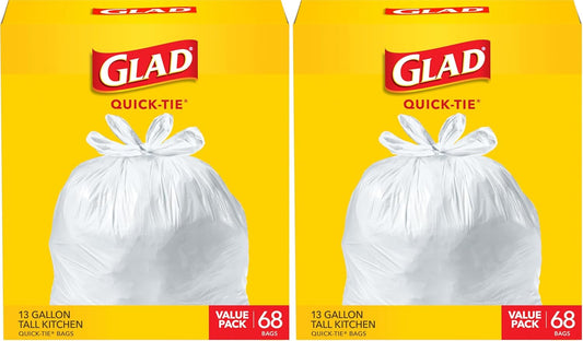 Glad Tall Kitchen Quick-Tie Trash Bags for Easy Waste Disposal