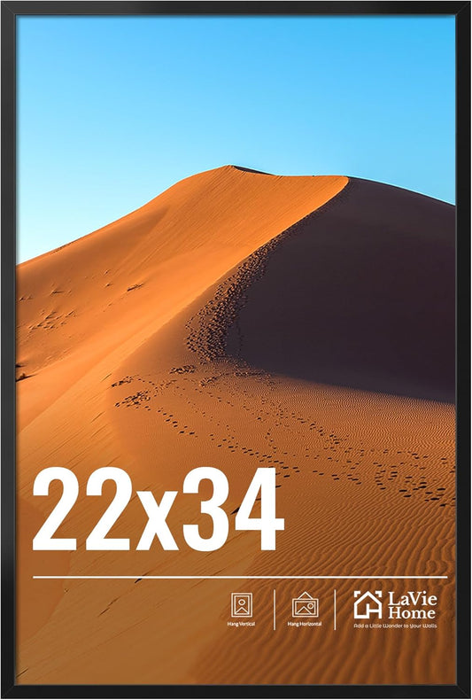22x34 Picture Frame for Wall Display - Classic Black Design