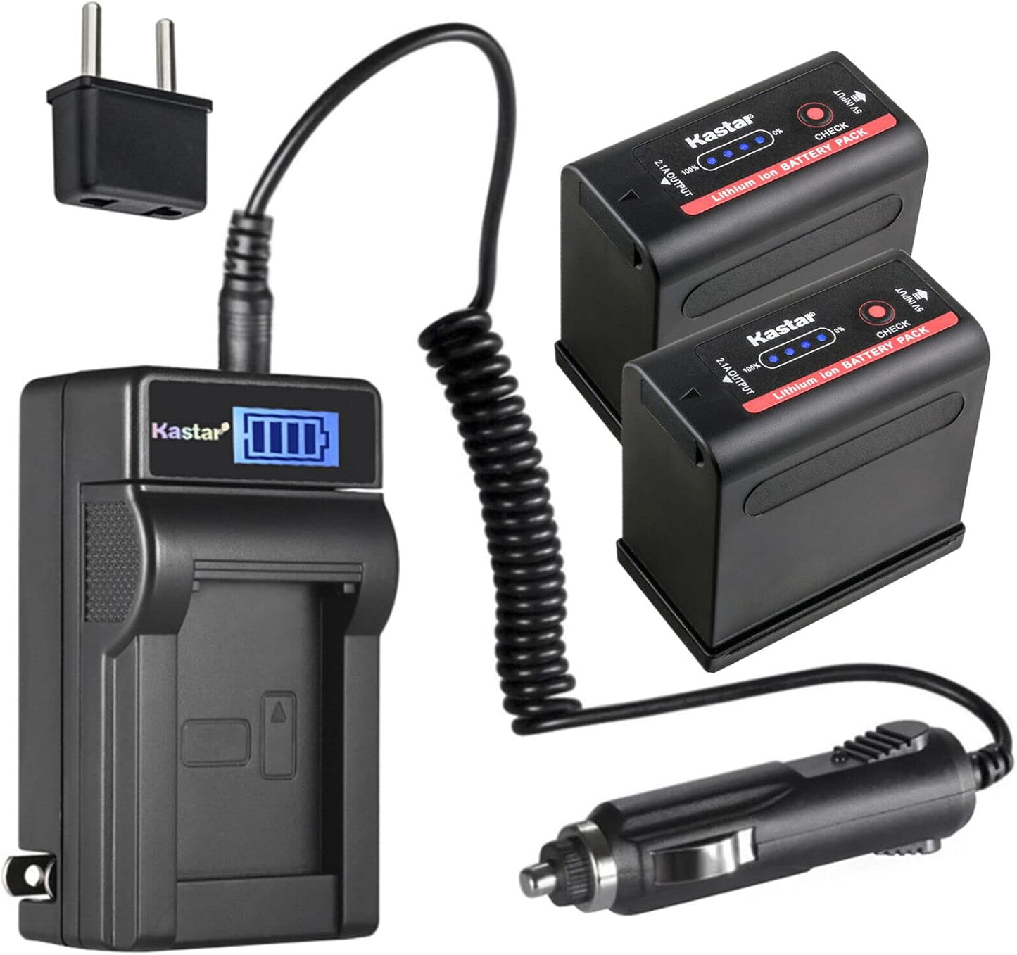 Kastar 2-Pack BP-980G Pro Battery and LCD Charger for Canon