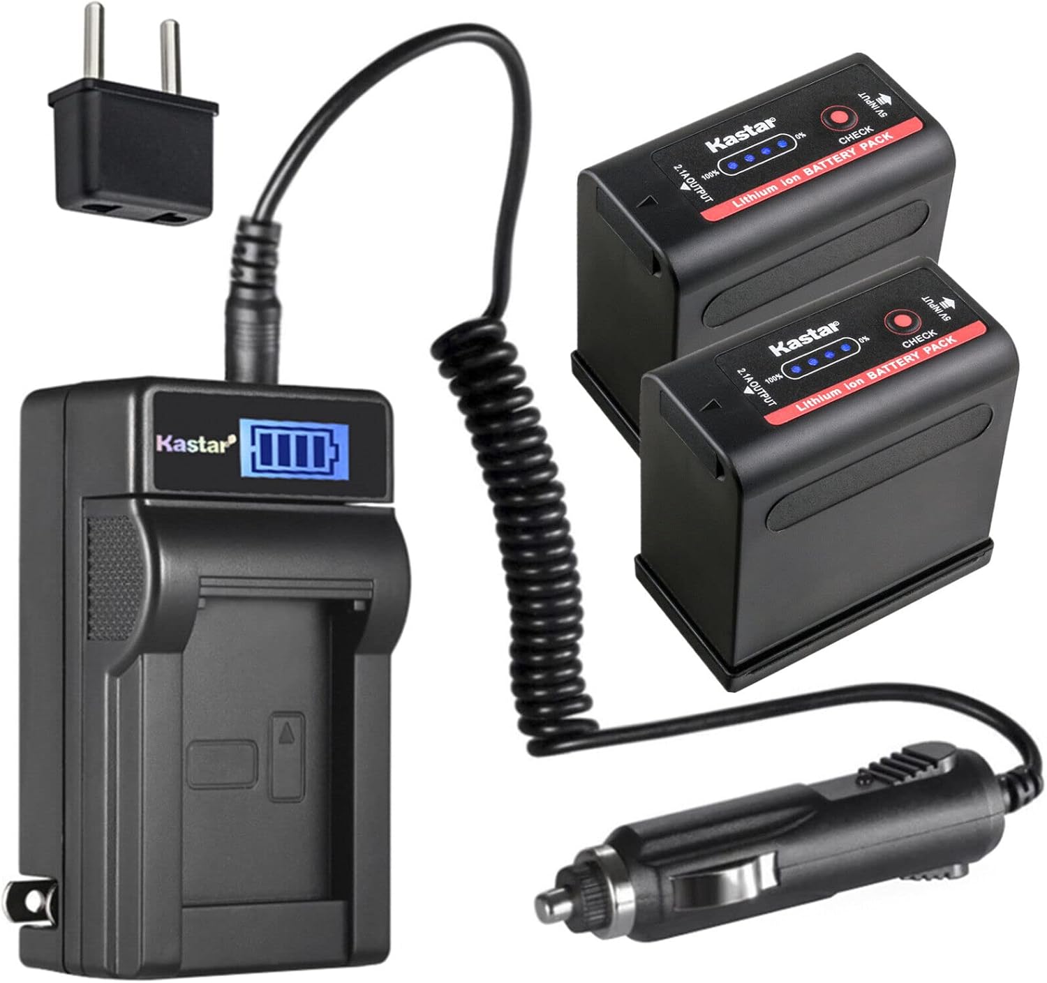 Kastar 2-Pack BP-980G Pro Battery and LCD Charger for Canon