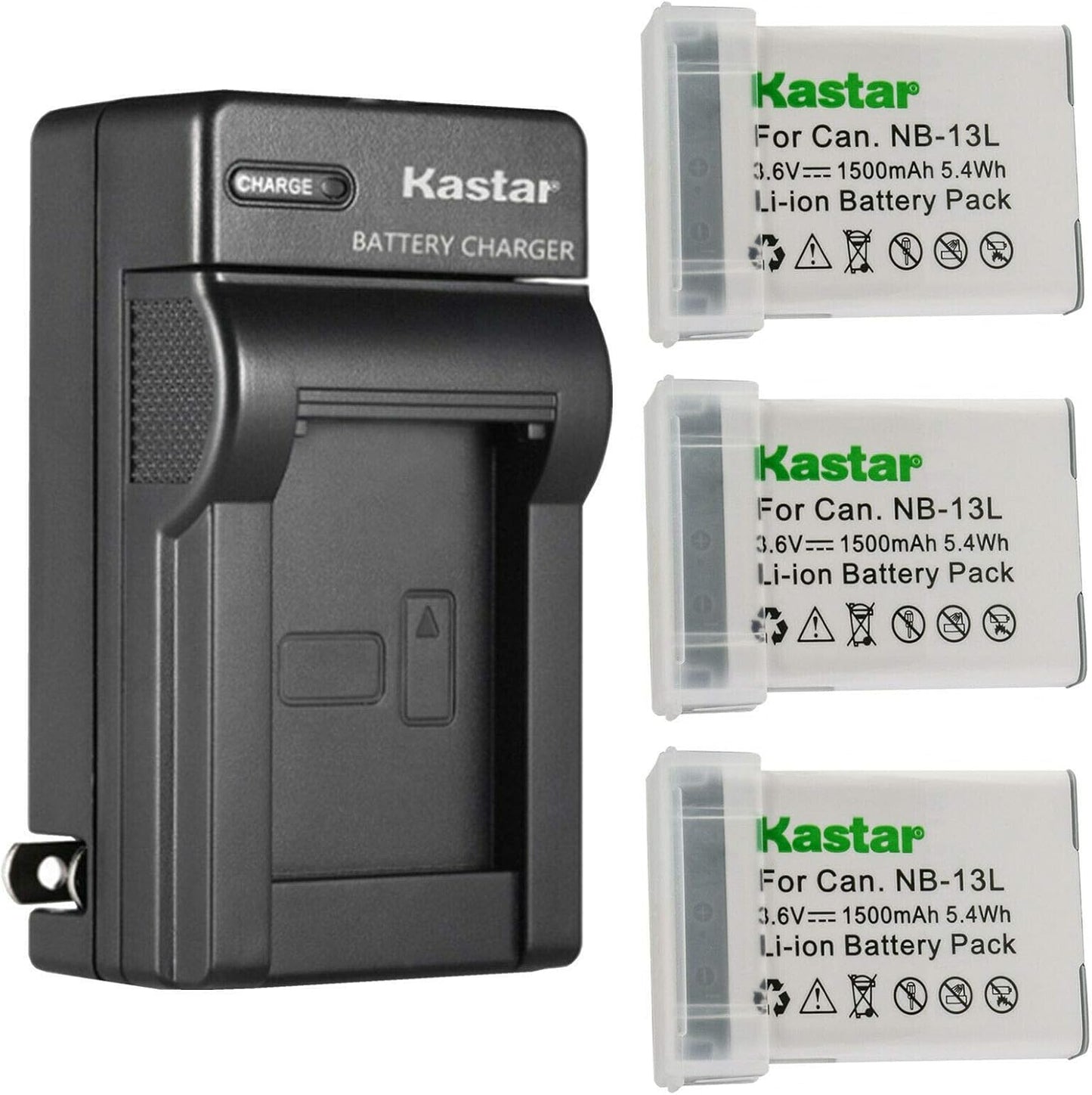Kastar 3-Pack Battery and AC Wall Charger for Canon Cameras