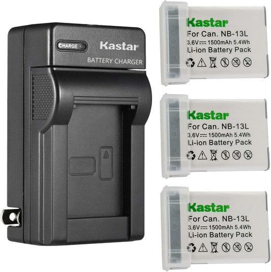 Kastar 3-Pack Battery and AC Wall Charger for Canon Cameras