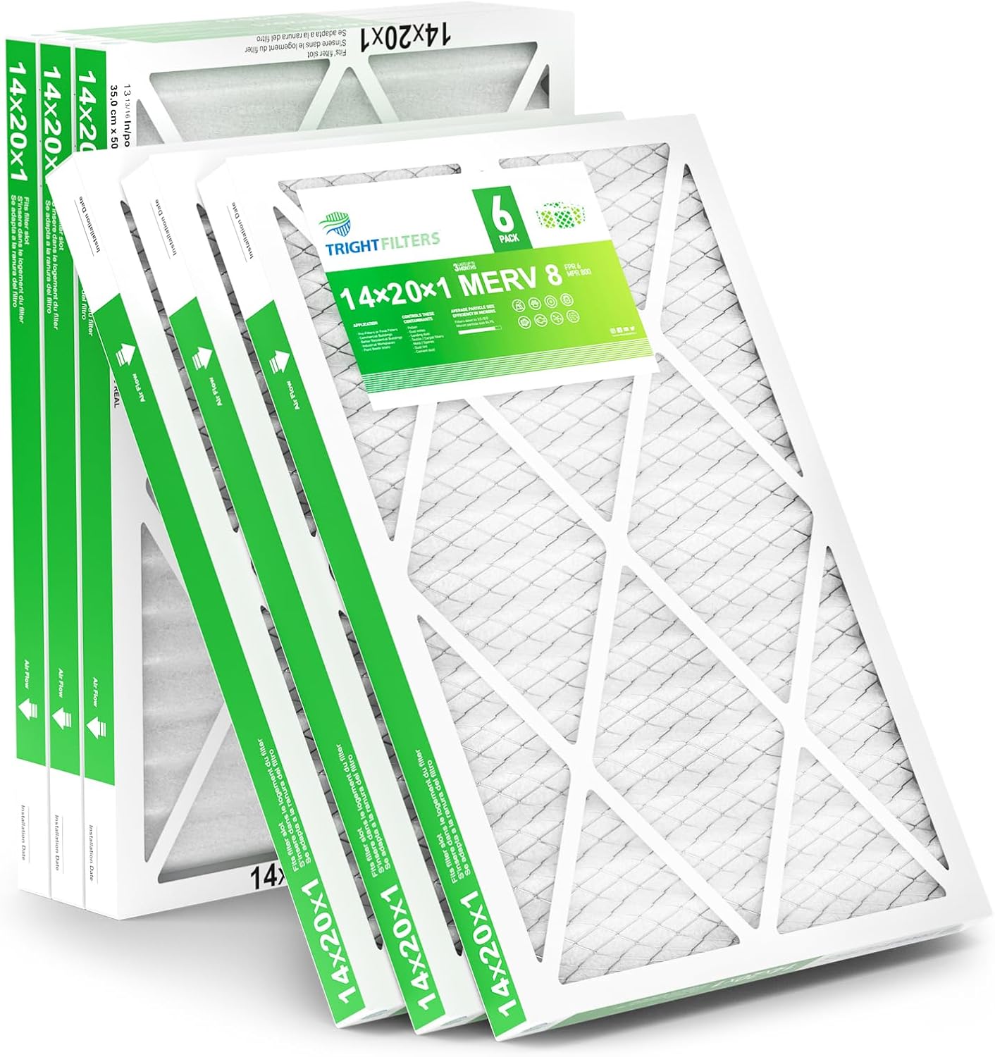 14x20x1 Air Filter 6 Pack for Home HVAC and AC Systems
