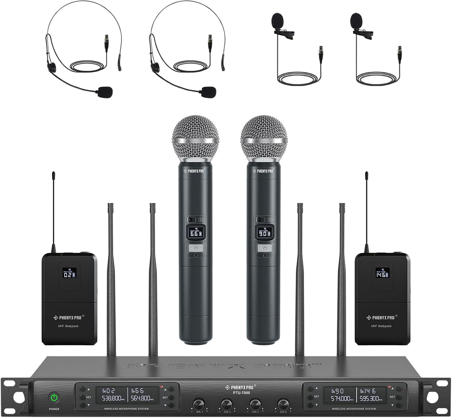 Phenyx Pro 4-Channel Wireless Microphone System for DJs