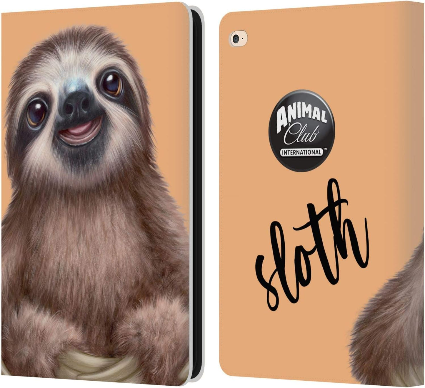 Animal Club International Sloth Faces Leather Wallet Case for iPad