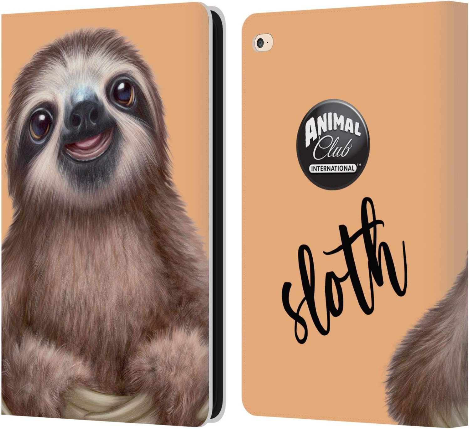 Animal Club International Sloth Faces Leather Wallet Case for iPad