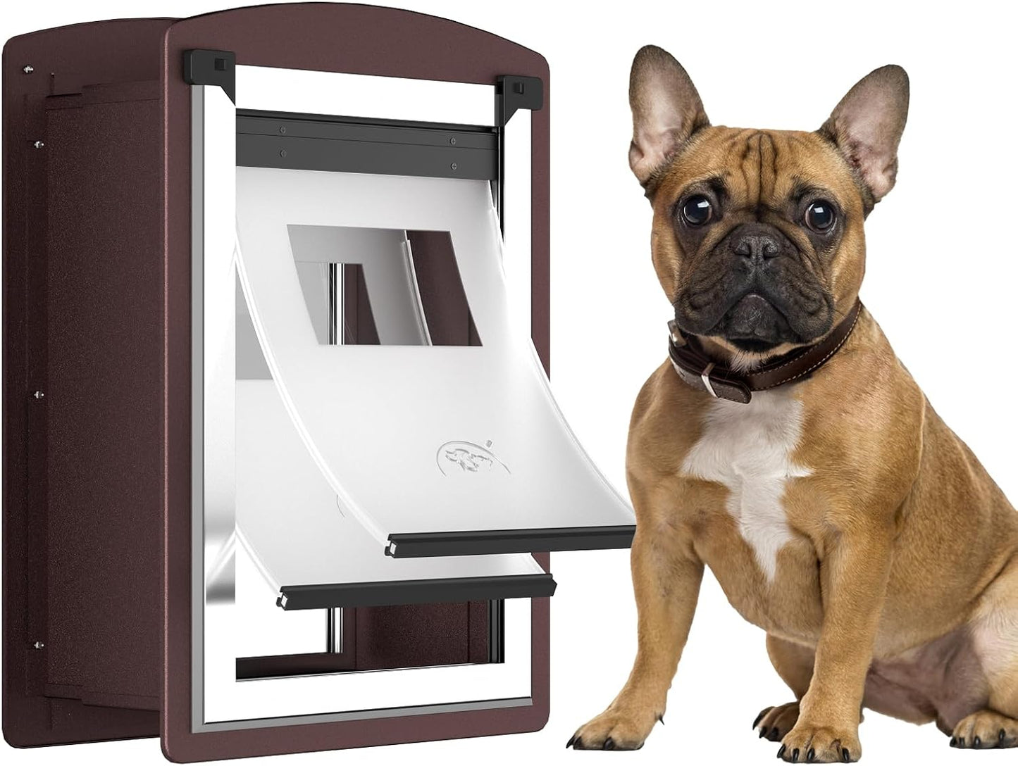Dog Door for Wall with Double Magnetic Flaps and Steel Frame