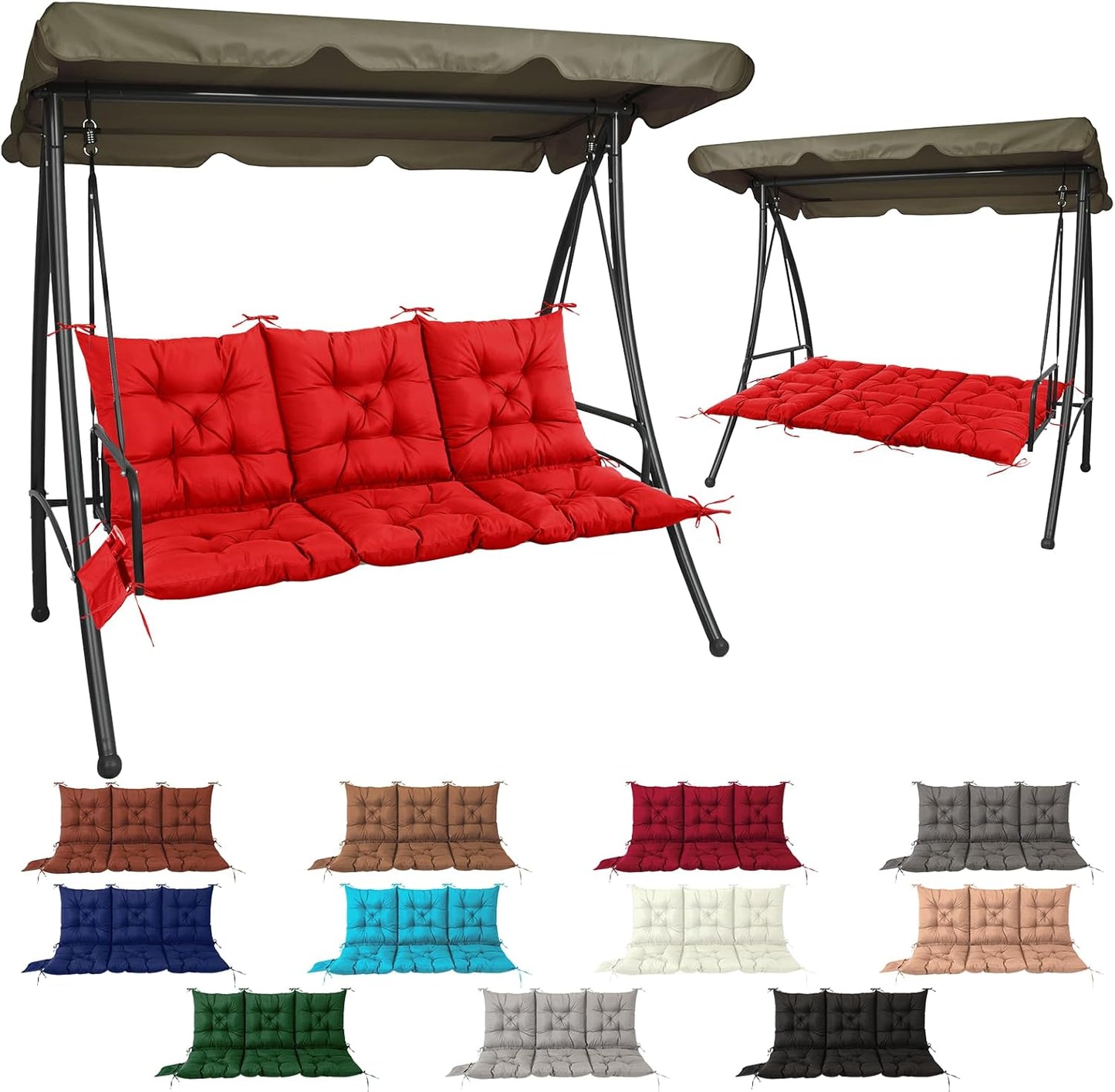 Spacious 3-Seater Swing Cushion for Porch Swing Comfort