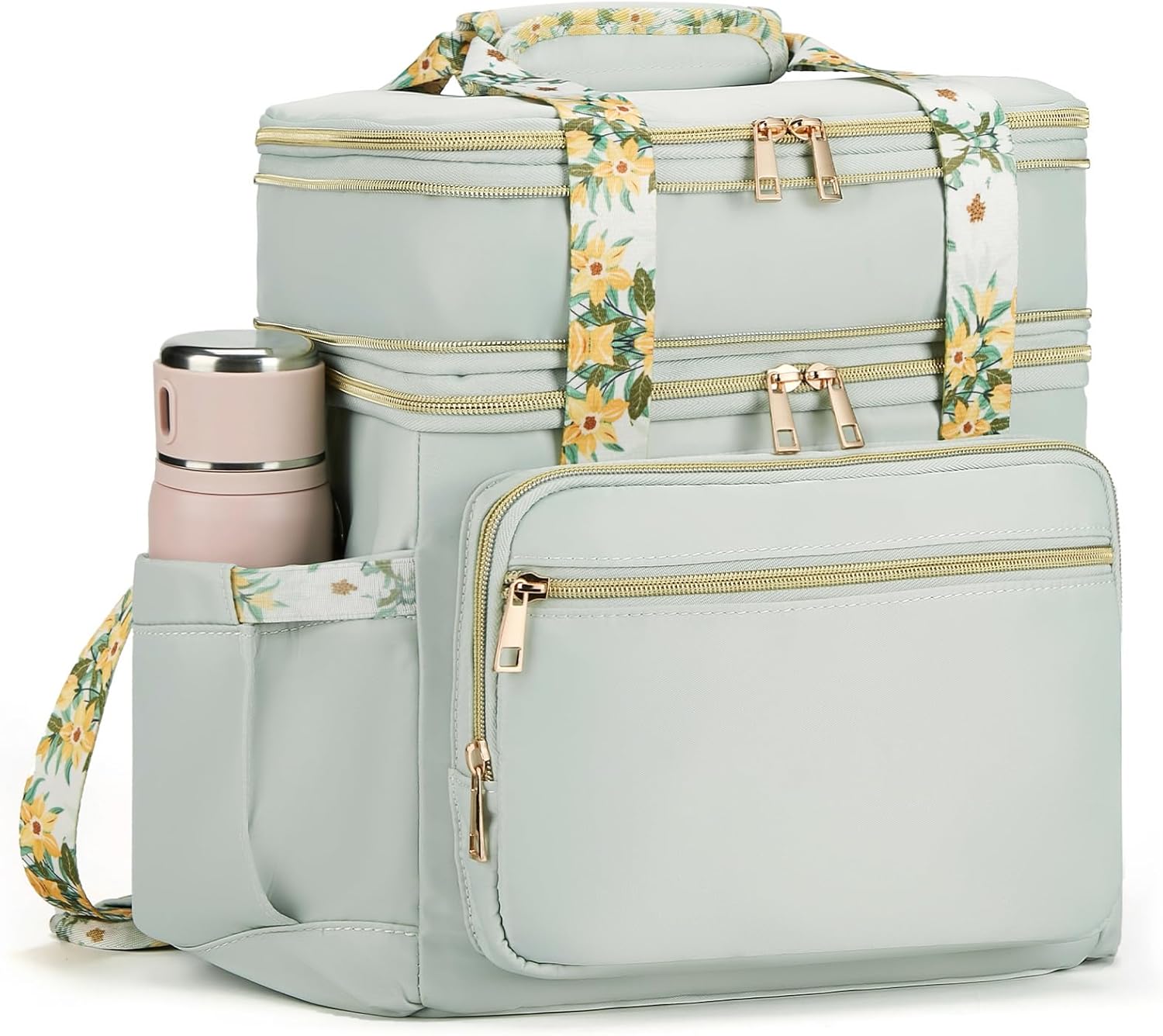 Double Deck Lunch Box for Women, Insulated Large Lunch Bag