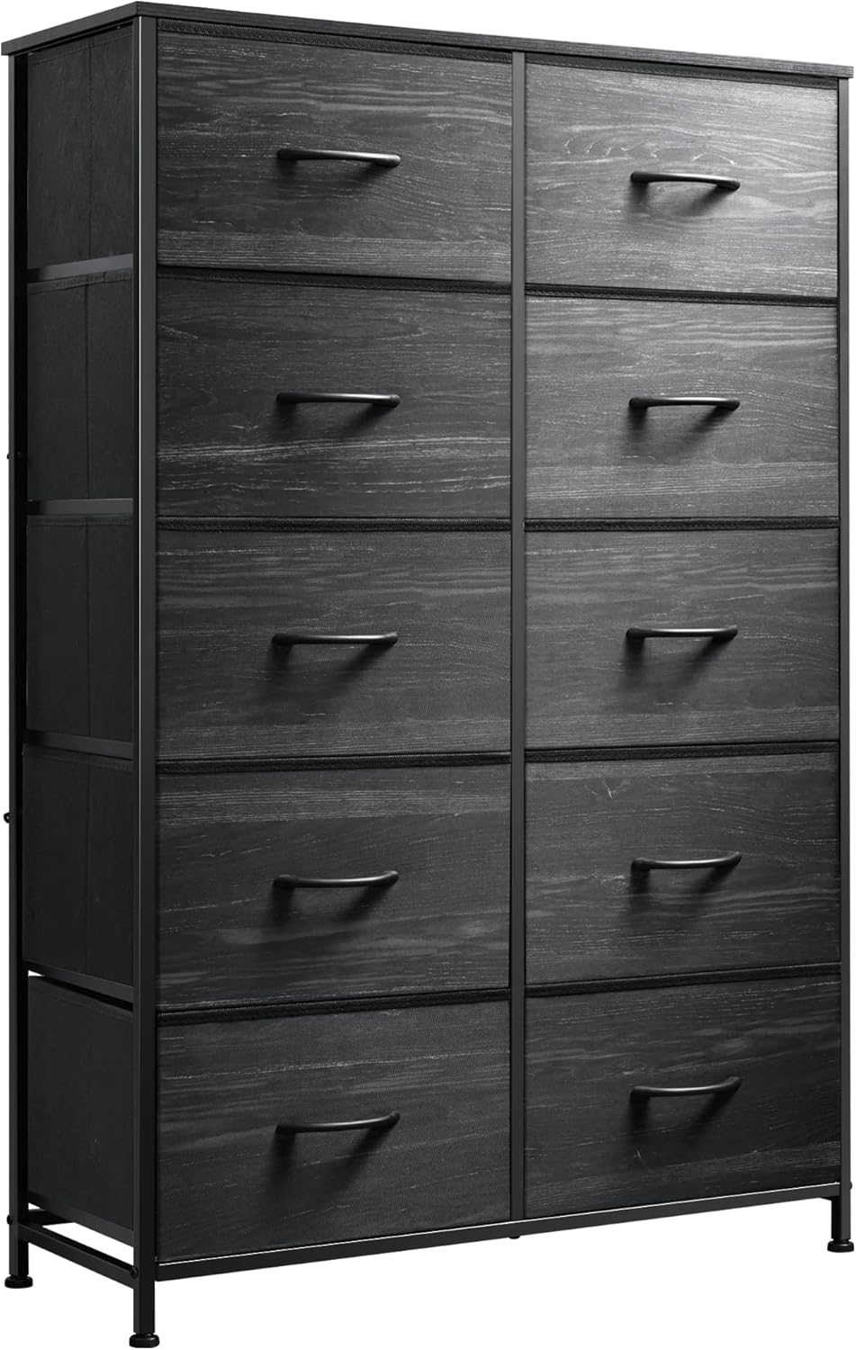 WLIVE Black Tall Dresser with 10 Drawers for Organized Storage