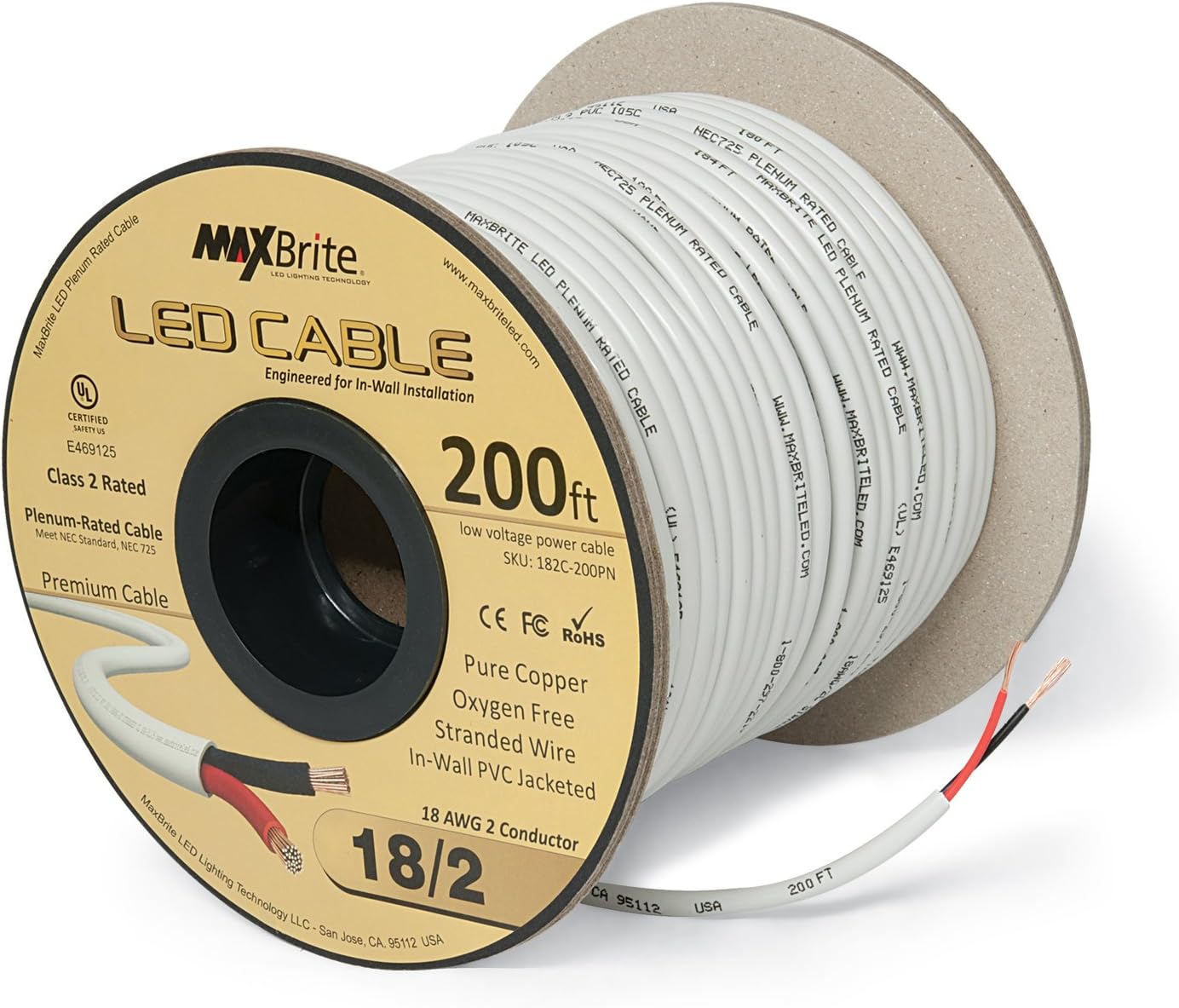 18AWG LED Cable/Speaker Wire for In-Wall Low Voltage Wiring