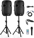 Costzon 2-Way Powered PA Speakers System Combo Set - Portable 12ft PA