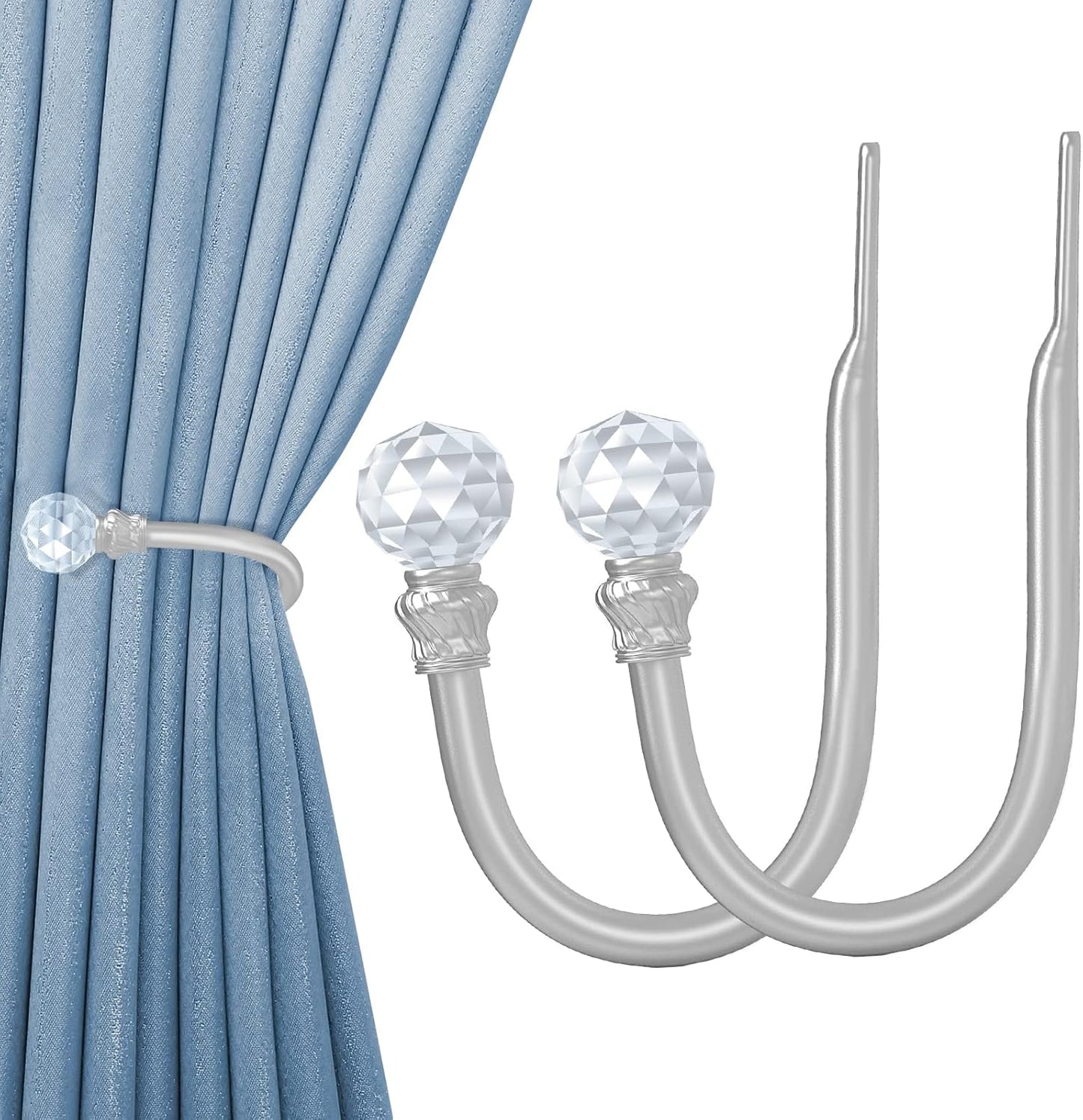 Silver Wall Mounted Curtain Holdbacks - Set of 2