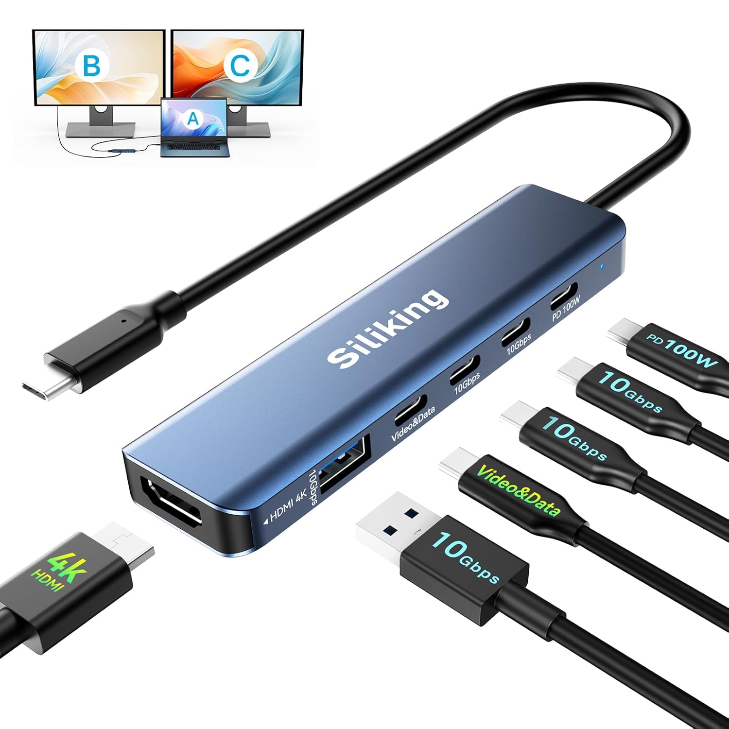 USB-C Docking Station for Dual Monitor 4K@60Hz HDMI Output