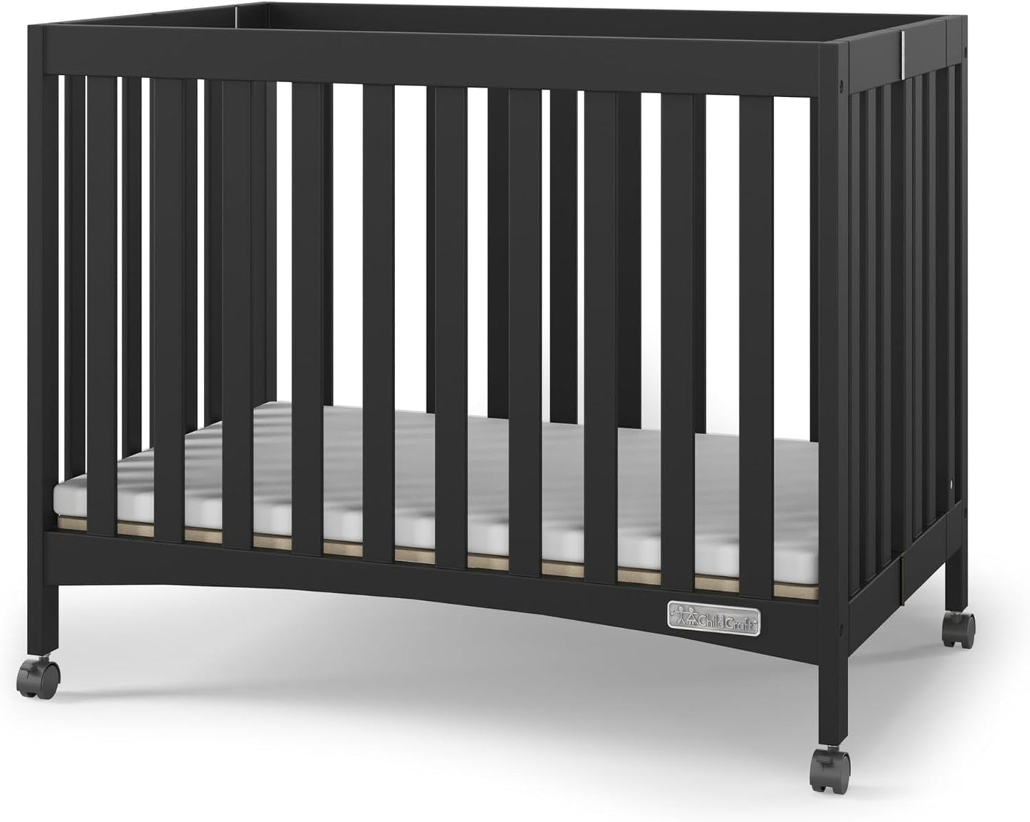 Child Craft London Mini Compact Folding Crib with 2 Mattresses