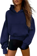 PRETTYGARDEN Women's Hooded Half Zip Cropped Sweatshirt - Cozy Fleece