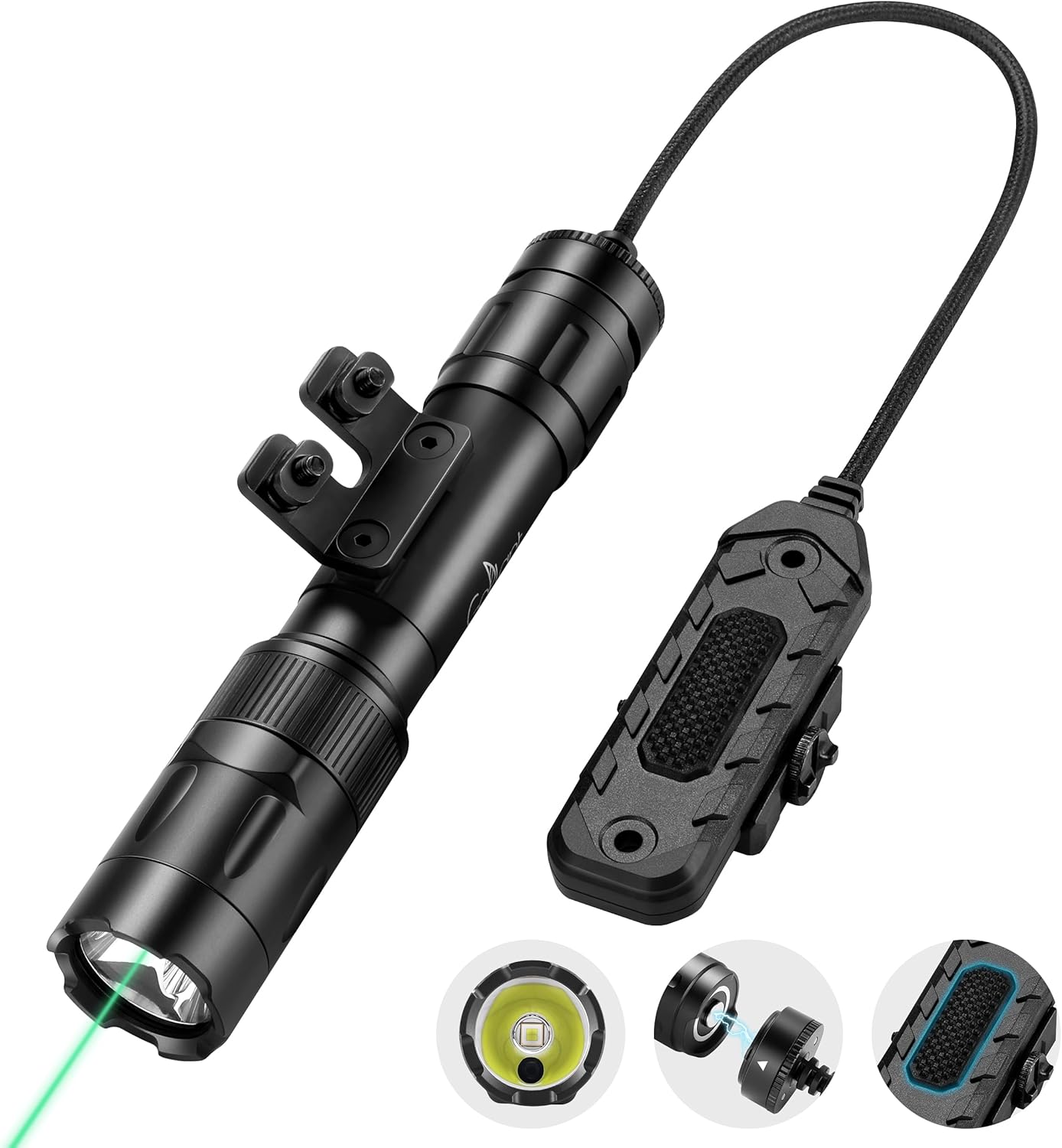 2500 Lumen Tactical Flashlight for Rifles with Laser Light