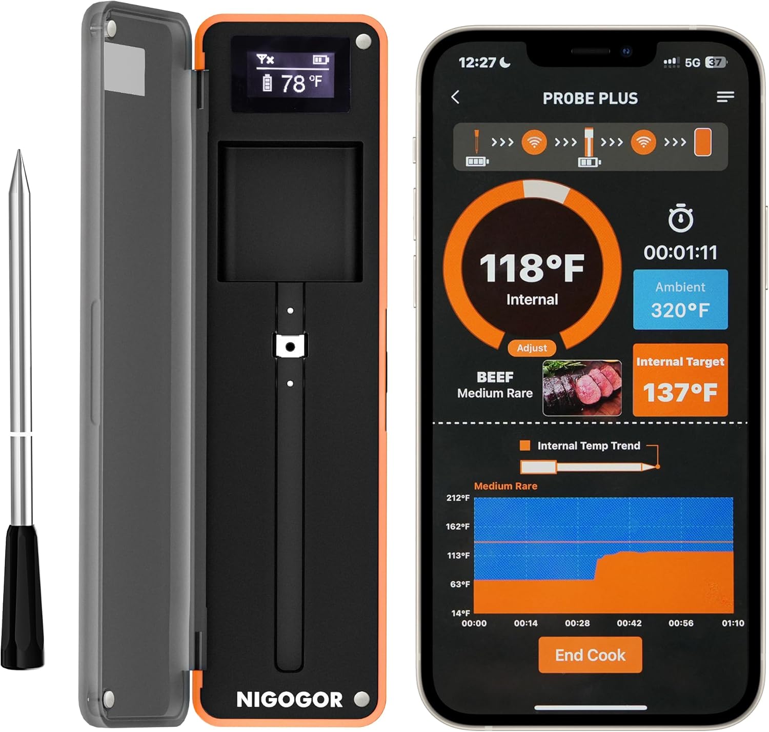 Bluetooth Meat Thermometer for Smart Cooking
