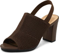 Women's Knit Chunky Block High Heels 3in Slingback Sandals