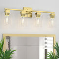 Espird 4 Light Bathroom Vanity Light Brass Gold Square Design - Bright