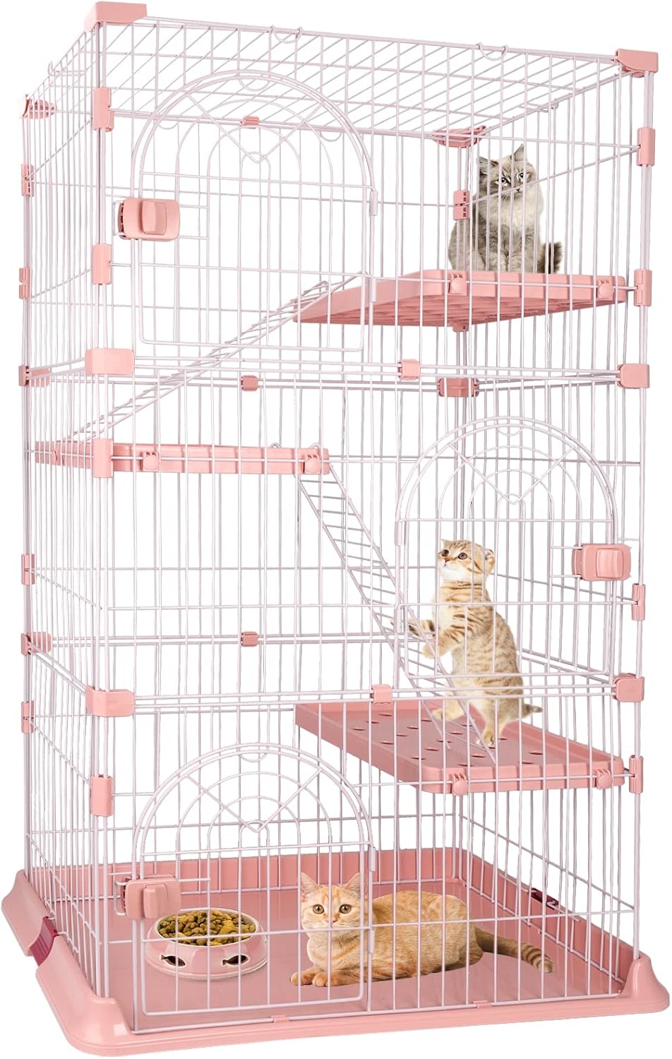 4-Tier Wire Cat Cage Playpen for Large Cats and Small Pets