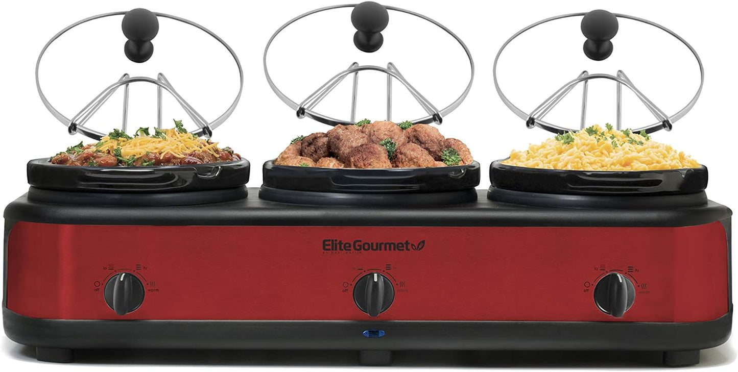 3-in-1 Elite Gourmet Slow Cooker Set - Red