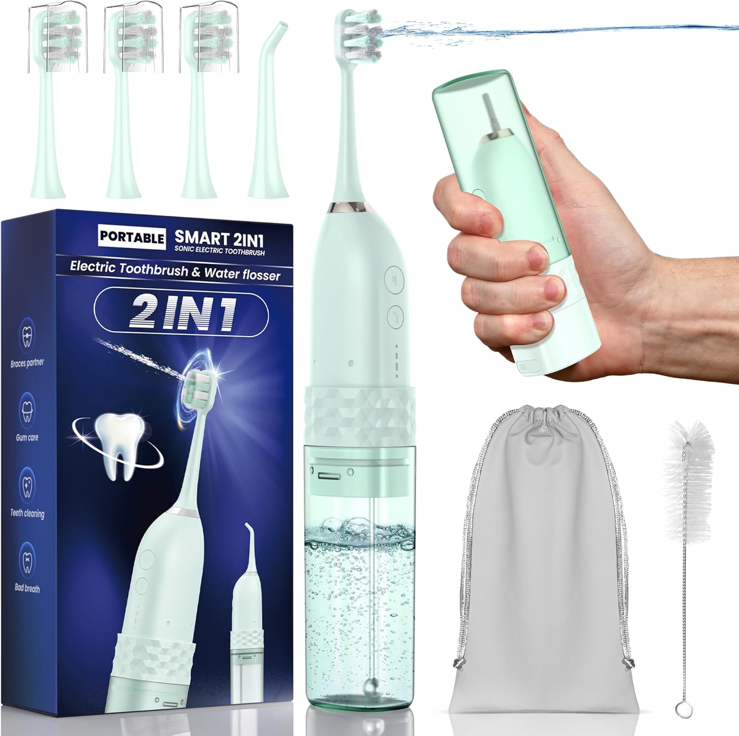 Portable Water Flosser and Electric Toothbrush Combo for Travel