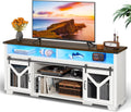 Farmhouse TV Stand for 75 Inch Televisions - Rustic Sliding Barn Doors