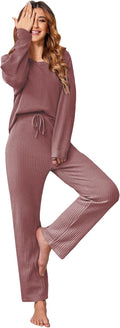 Waffle Knit Pajama Set Women - Comfortable Long Sleeve Lounge Set