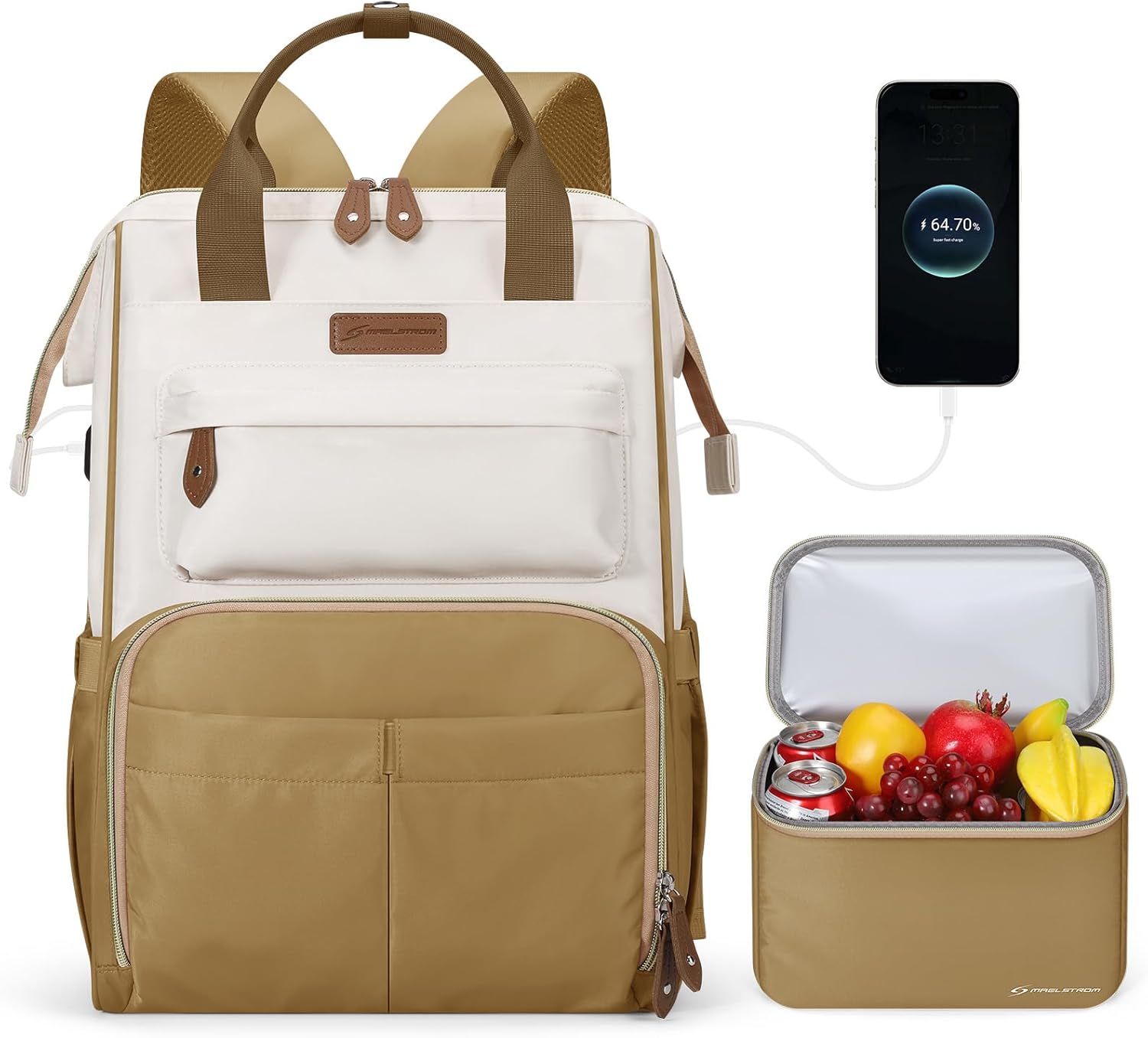 Maelstrom Travel Backpack for Women Men with Insulated Lunch Box