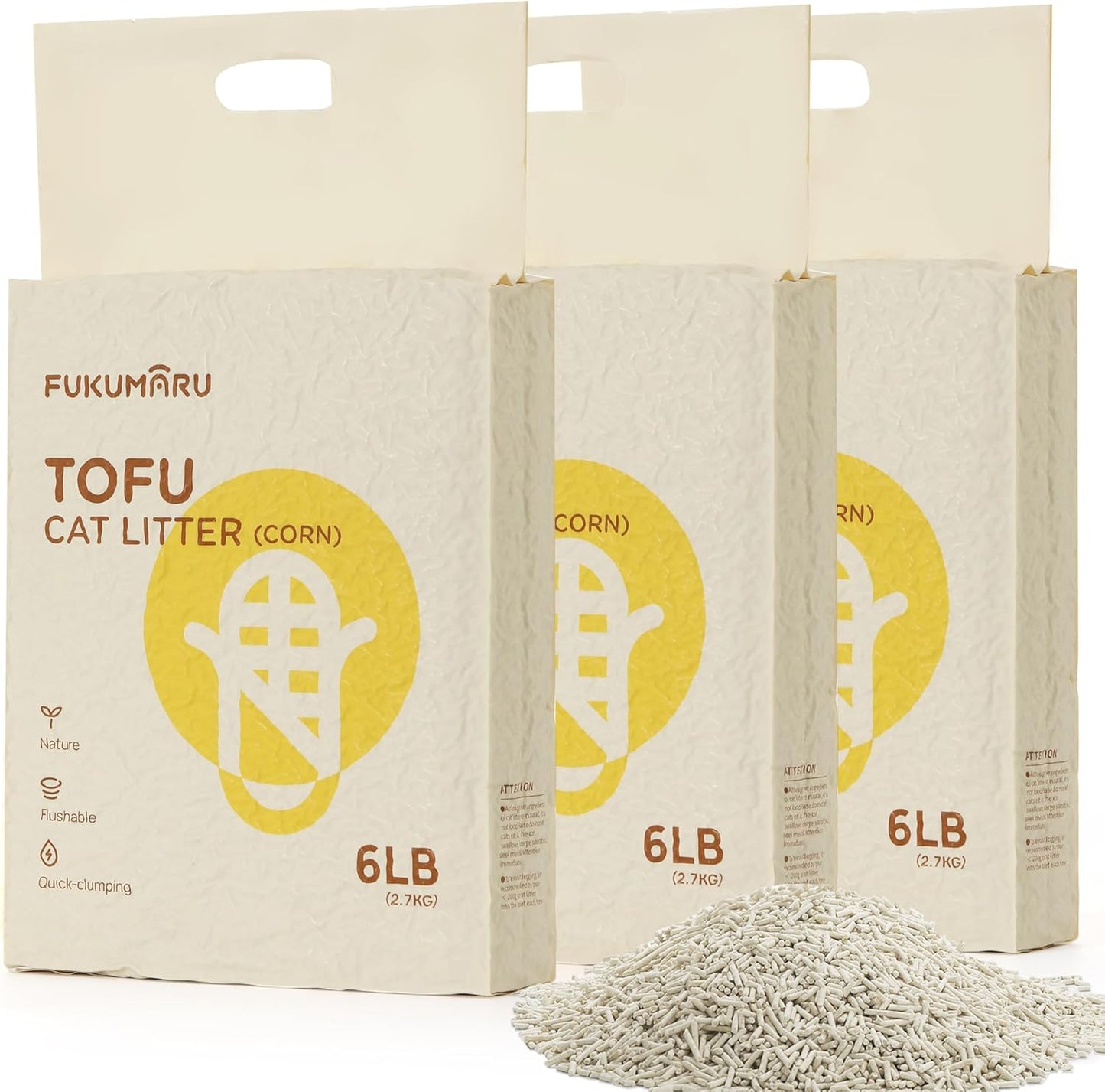 FUKUMARU Tofu Cat Litter - Natural, Flushable, Dust Free Pellets