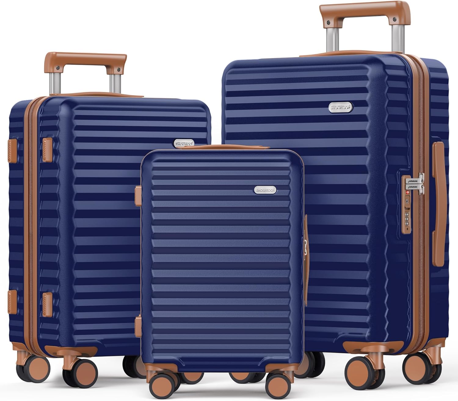 SHOWKOO Hardside Luggage Set with Expandable Suitcases and Wheels