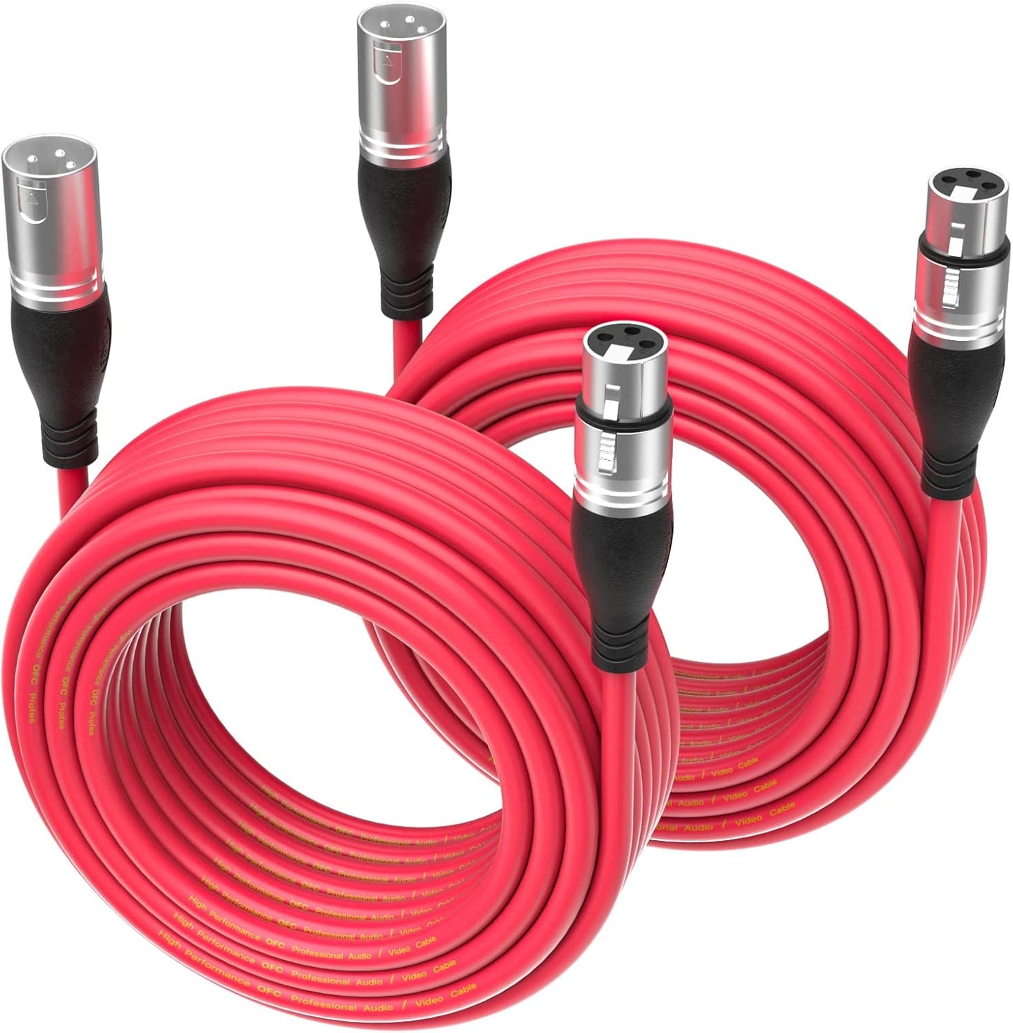 Premium 50ft XLR Cable 2 Packs for Microphone and Speaker Use