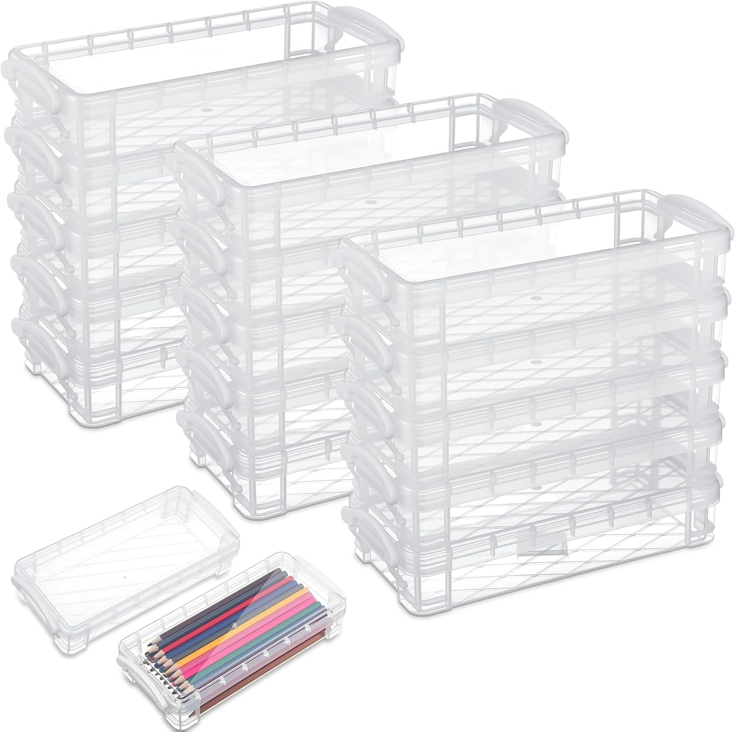 Large Capacity Plastic Pencil Box for Organized Stationery Storage